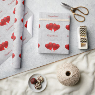 Rotes Herz Balloons Hochzeitspapier Geschenkpapier