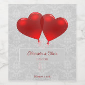 Rotes Herz Balloons Hochzeitweiliges Weinlabel Weinetikett (Einzelnes Label)