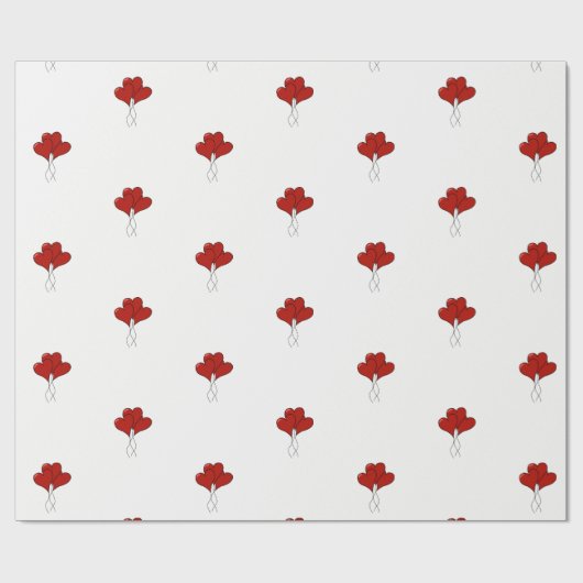 Rotes Herz Balloons Wrapping Paper Geschenkpapier (Flach)