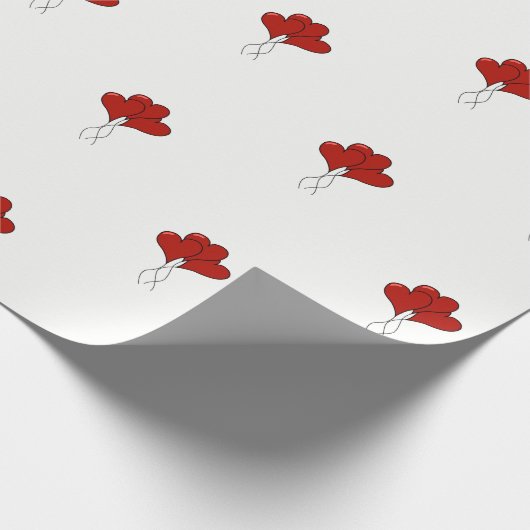 Rotes Herz Balloons Wrapping Paper Geschenkpapier (Ecke)