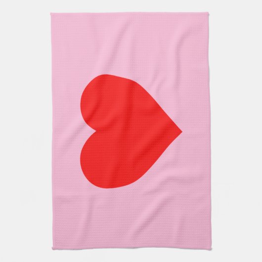 Rotes Herz Beat Pastel Pink Geschirrtuch (Vertikal)