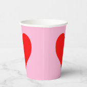 Rotes Herz Beat Pastel Pink Pappbecher (Rechts)