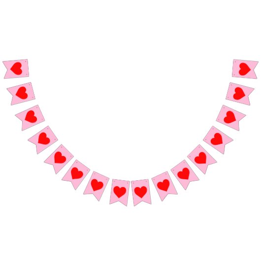 Rotes Herz Beat Pastel Pink Wimpelkette (Alle)