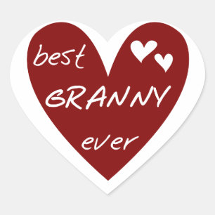 Rotes Herz Beste Granny Ever Hemden und Geschenke Herz-Aufkleber