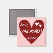 Rotes Herz beste Memaw überhaupt T - Shirts und Magnet (Vorderseite/Rückseite)