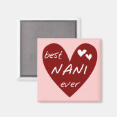 Rotes Herz beste Nani überhaupt T - Shirts und Magnet (Vorderseite/Rückseite)