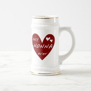 Rotes Herz Beste Nonna Aller Zeiten T-Shirts Gesch Bierglas