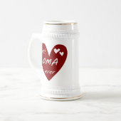 Rotes Herz beste Oma überhaupt T - Shirts und Bierglas (Vorderseite Links)