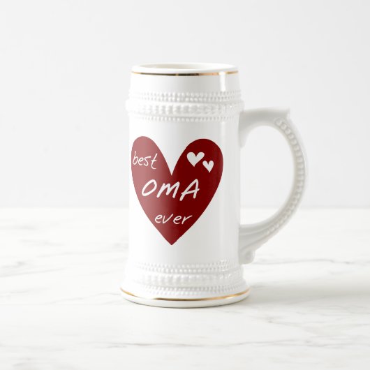 Rotes Herz beste Oma überhaupt T - Shirts und Bierglas (Rechts)