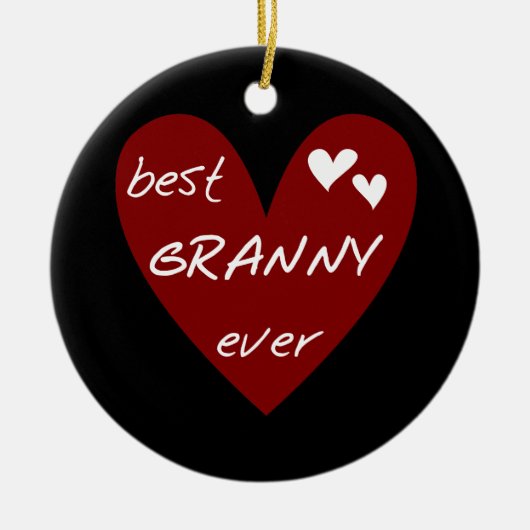 Rotes Herz-beste Oma-überhaupt T-Shirts und Keramikornament (Vorne)