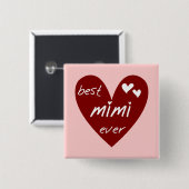 Rotes Herz-beste überhaupt T-Shirts Mimi und Gesch Button (Vorne & Hinten)