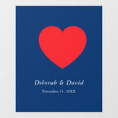 Rotes Herz Blau Modern Minimalistische Hochzeit Fensteraufkleber (Blatt)