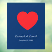 Rotes Herz Blau Modern Minimalistische Hochzeit Fensteraufkleber (Blatt 3)