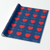 Rotes Herz Blau Moderne Minimalistische Hochzeit Geschenkpapier (Ungerollt)