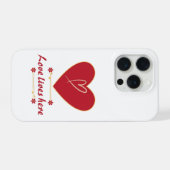 Rotes Herz Blumendesign – „Liebe lebt hier“  iPhone Hülle (Rückseite (Horizontal))