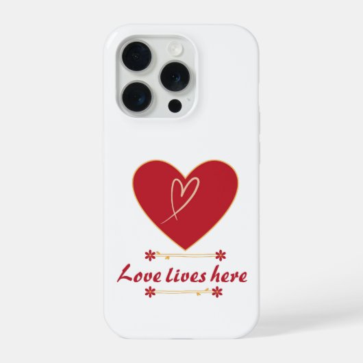Rotes Herz Blumendesign – „Liebe lebt hier“  iPhone Hülle (Rückseite)