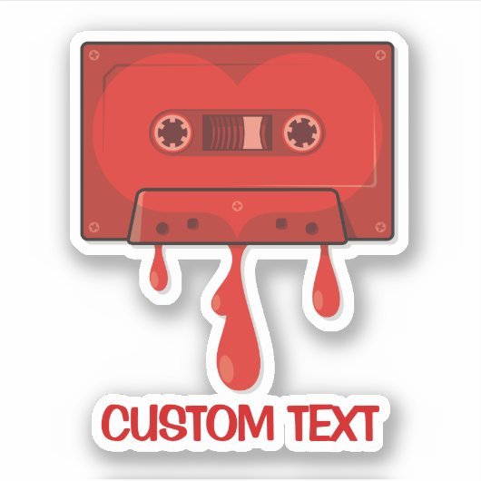 Rotes Herz Cassette Aufkleber (Vorderseite)