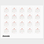 Rotes Herz Cookie-Allergie-Warnung Quadratischer Aufkleber (Blatt)