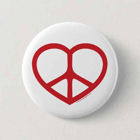 Rotes Herz der Liebe, Friedenszeichen Button (Vorderseite)