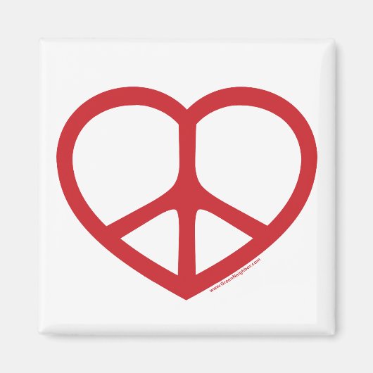 Rotes Herz der Liebe, Friedenszeichen Magnet (Vorne)