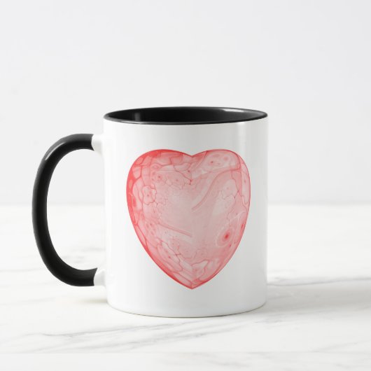 Rotes Herz des hellen abstrakten Fraktals, Tasse (Links)