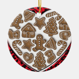 "Rotes Herz des Lebkuchenschmucks" Keramik Ornament