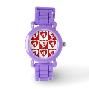 Rotes Herz-Einhorn Armbanduhr
