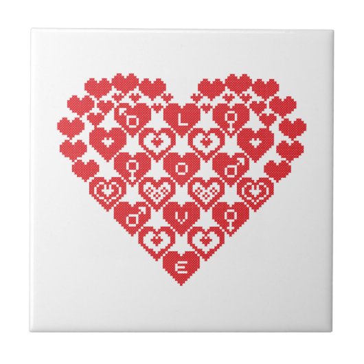 Rotes Herz Fliese (Vorderseite)