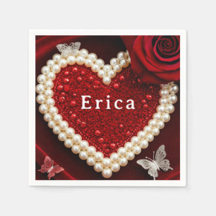 Rotes Herz Florale Feier Tischdekoration 🦋 Serviette
