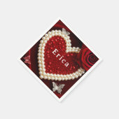 Rotes Herz Florale Feier Tischdekoration 🦋 Serviette (Ecke)