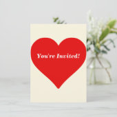 Rotes Herz Form Liebe Klassischer Minimalismus Einladung (Stehend Vorderseite)