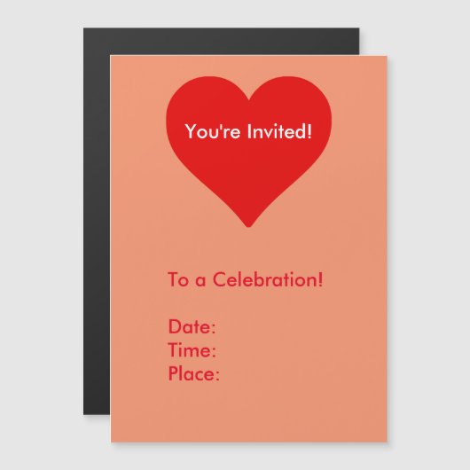 Rotes Herz Form Liebe Klassischer Minimalismus Magneteinladung (Vorne/Hinten)