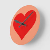 Rotes Herz Form Liebe Klassischer Minimalismus Runde Wanduhr (Winkel)