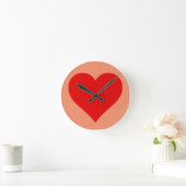 Rotes Herz Form Liebe Klassischer Minimalismus Runde Wanduhr (Zuhause)