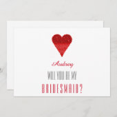 Rotes Herz Form Werden Sie meine Bridesmaid? Einla Einladung (Vorne/Hinten)
