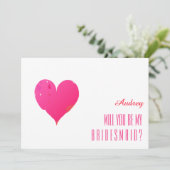 Rotes Herz Form Werden Sie meine Bridesmaid? Einla Einladung (Stehend Vorderseite)