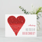 Rotes Herz Form Werden Sie meine Bridesmaid? Einladung (Stehend Vorderseite)