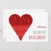 Rotes Herz Form Werden Sie meine Bridesmaid? Einladung (Vorne/Hinten)