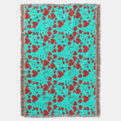 Rotes Herz Formen Muster Vivid Türkis Decke (Vorderseite Vertikal)