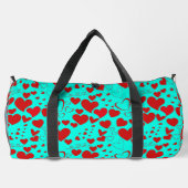 Rotes Herz Formen Muster Vivid Türkis Duffle Bag (Rückseite)