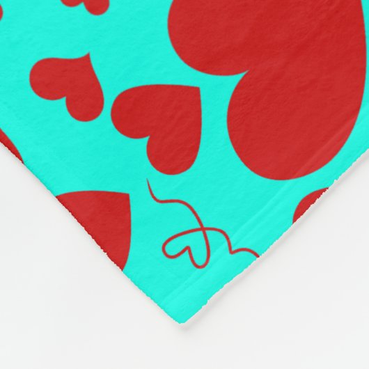 Rotes Herz Formen Muster Vivid Türkis Fleecedecke (Ecke)