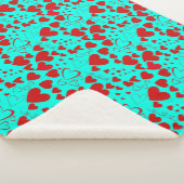 Rotes Herz Formen Muster Vivid Türkis Sherpadecke (3/4)