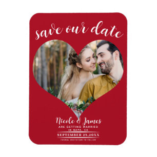 Rotes Herz Foto Hochzeit - Save the Date Magnet