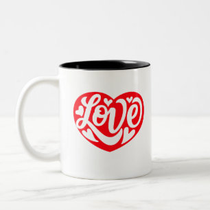 Rotes Herz für Liebe Zweifarbige Tasse