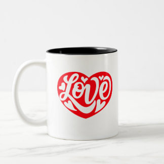 Rotes Herz für Liebe Zweifarbige Tasse