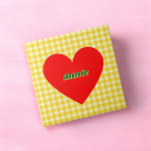 Rotes Herz Gelber Gingham Valentinstag Fliese