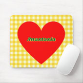 Rotes Herz Gelber Gingham Valentinstag Mousepad (Mit Mouse)
