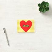 Rotes Herz Gelber Gingham Valentinstag Post-it Klebezettel (Büro)