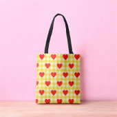 Rotes Herz Gelber Gingham Valentinstag Tasche