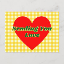 Rotes Herz Gelbes Gingham Romantisches Geschenk